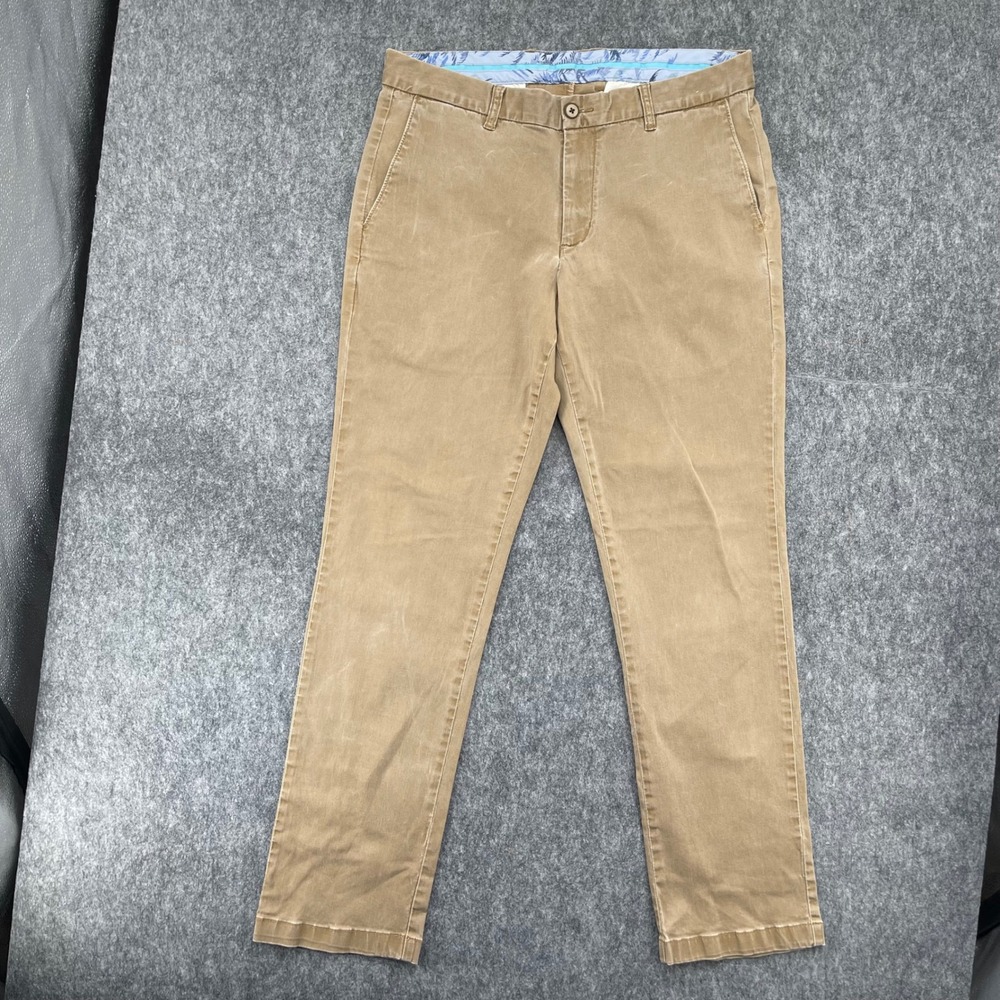 Tommy Bahama Boracay Chino Pants Mens 34x32 Tan Khaki Flat Front Stretch Cotton